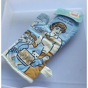 Blue‎ Q Oven Mitt Single Mitt "I Love my A**hole Kids" Cotton